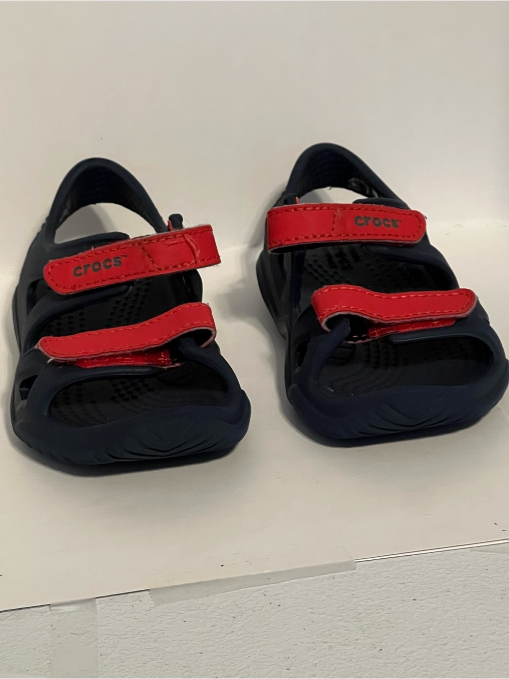 CROCS Kids Navy Sandals with Red Straps